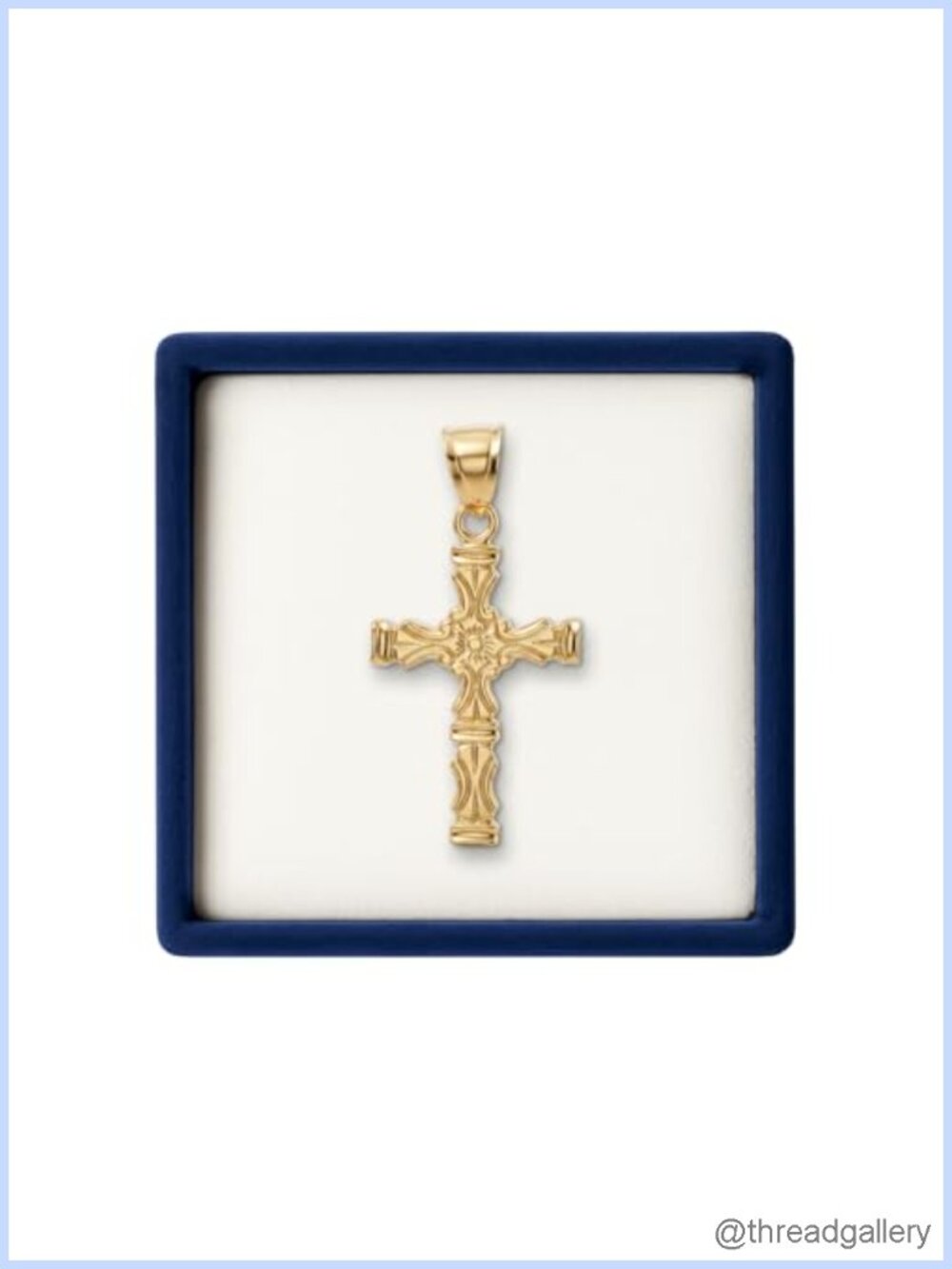 14K Yellow Gold Cross Pendant Regal Scroll Design Double-Bonded Religious